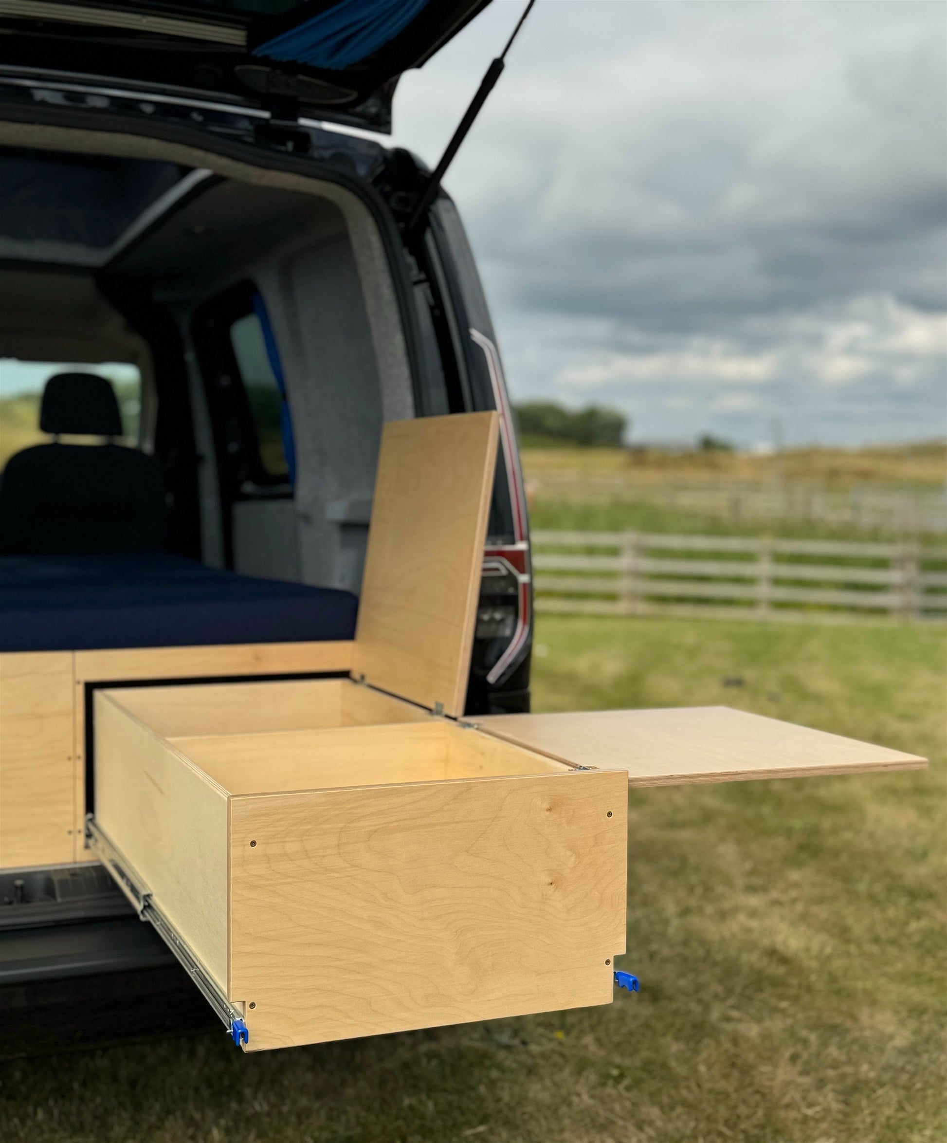 The Sunbox sliding kitchen unit with top-opening storage