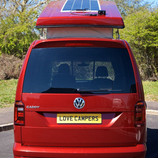 A solar panel installed on a campervan